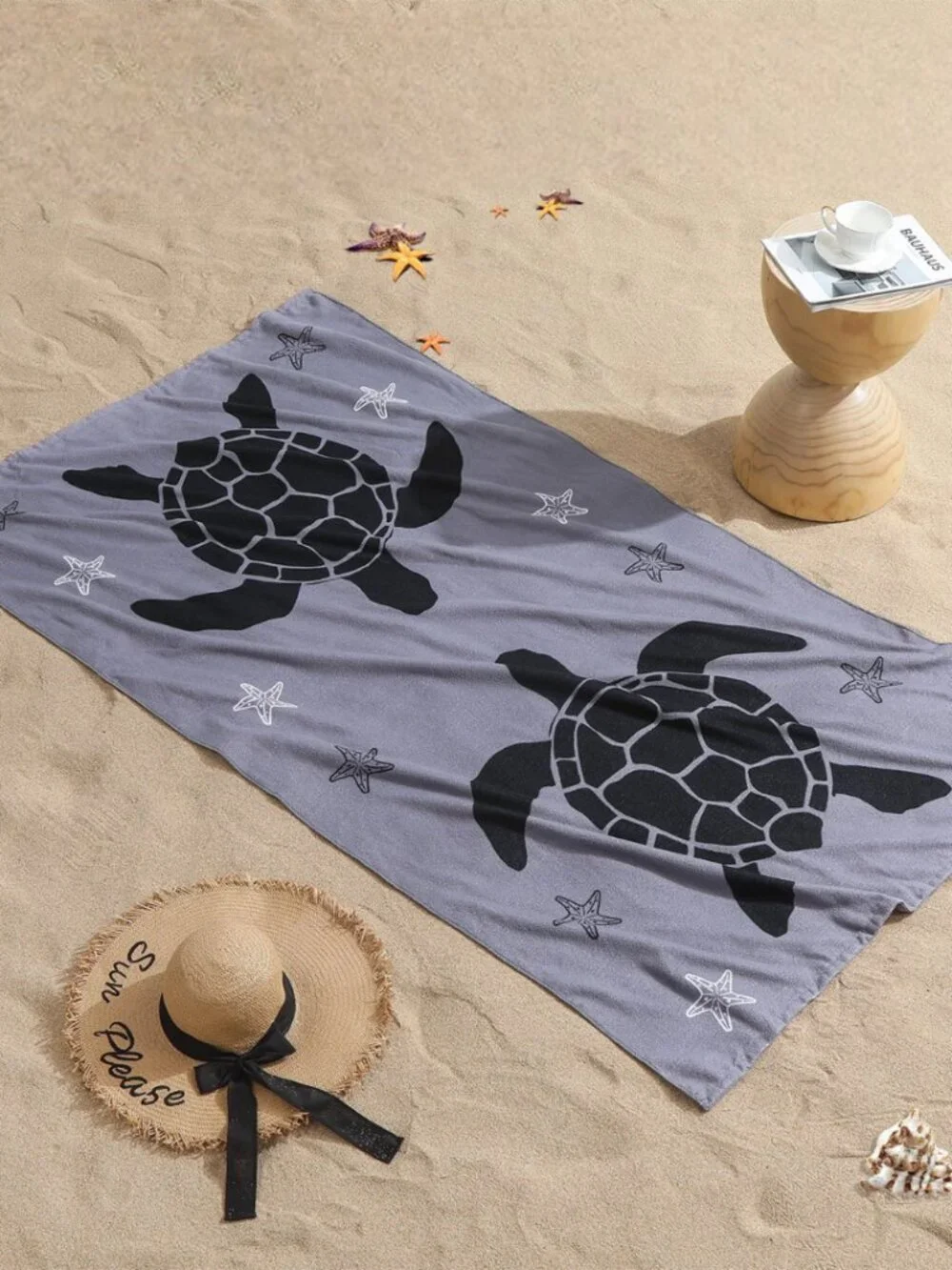Jessy Home Sea Turtle Beach Towels 4-Pack - Oversized Microfiber Set, 100x180 cm